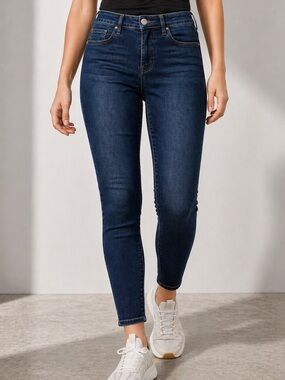 Athleta Sculptek Skinny Jeans True Blue Sculpting Denim Tummy Control Size 2